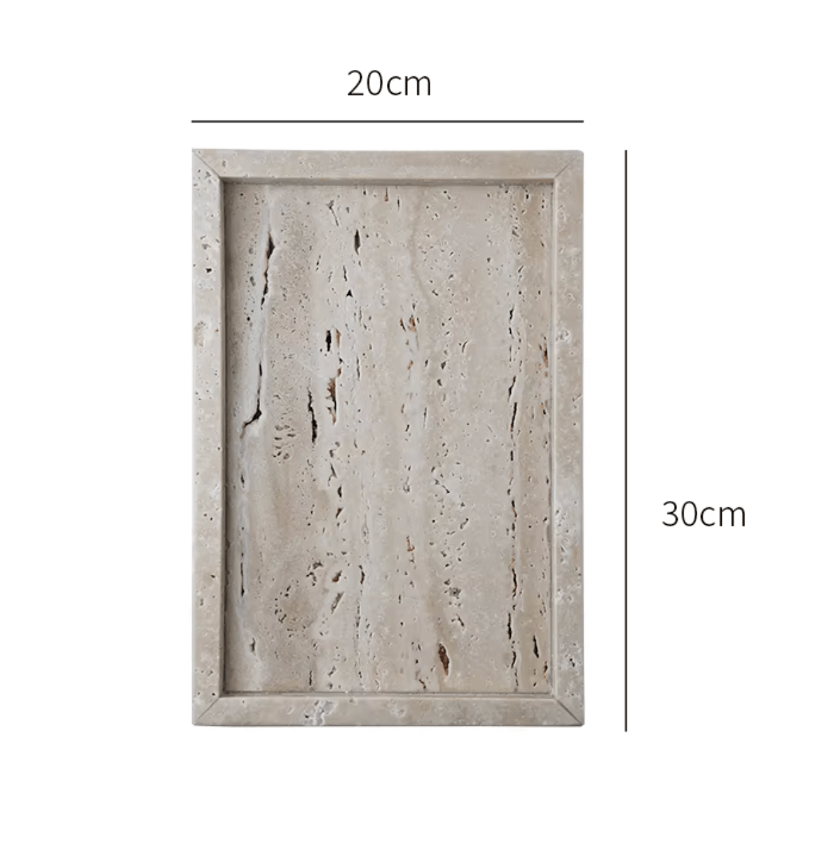 Minimalistisches Marmor-Tablett aus Travertin, 20x30cm, perfekte Wahl für stilvolle Dekoration und funktionalen Gebrauch im Zuhause.