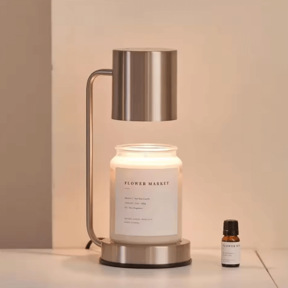 Elegante Metall-Wachsschmelzlampe für rauchfreie Aromatherapie, perfekte atmosphärische Beleuchtung für Zuhause oder Büro.