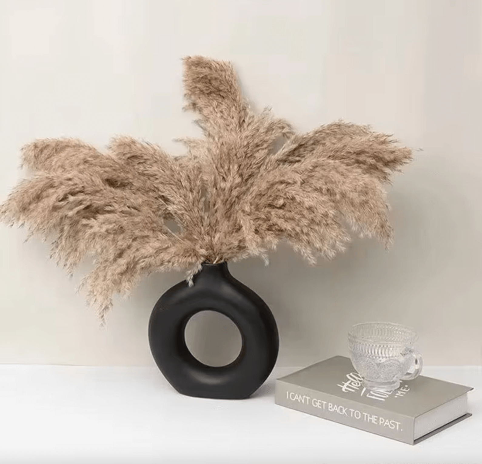 Nordic Vase Duo showcasing minimalist design with pampas grass, highlighting Scandinavian elegance against a white background.