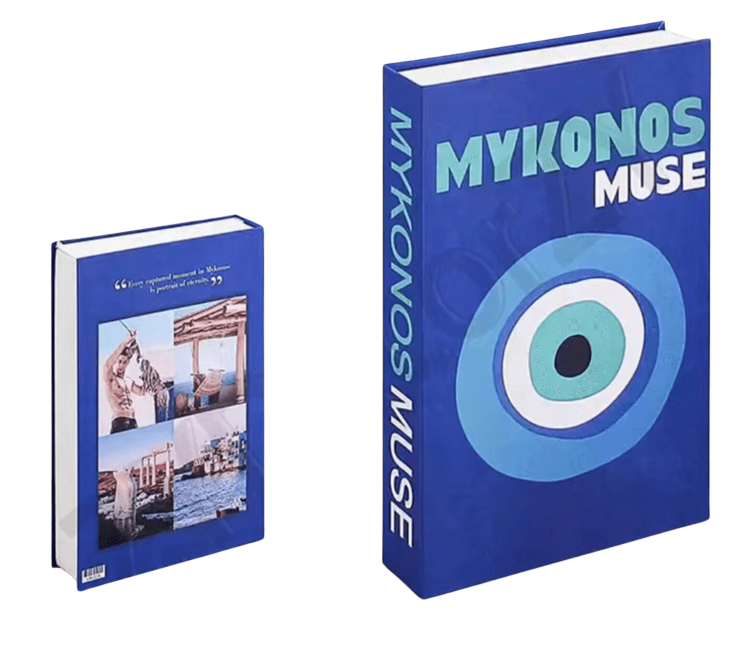 Dekorative Bücher mit Mykonos Muse Design, ideal für stilvolle Wohnakzente und elegante Dekoration im modernen Zuhause.