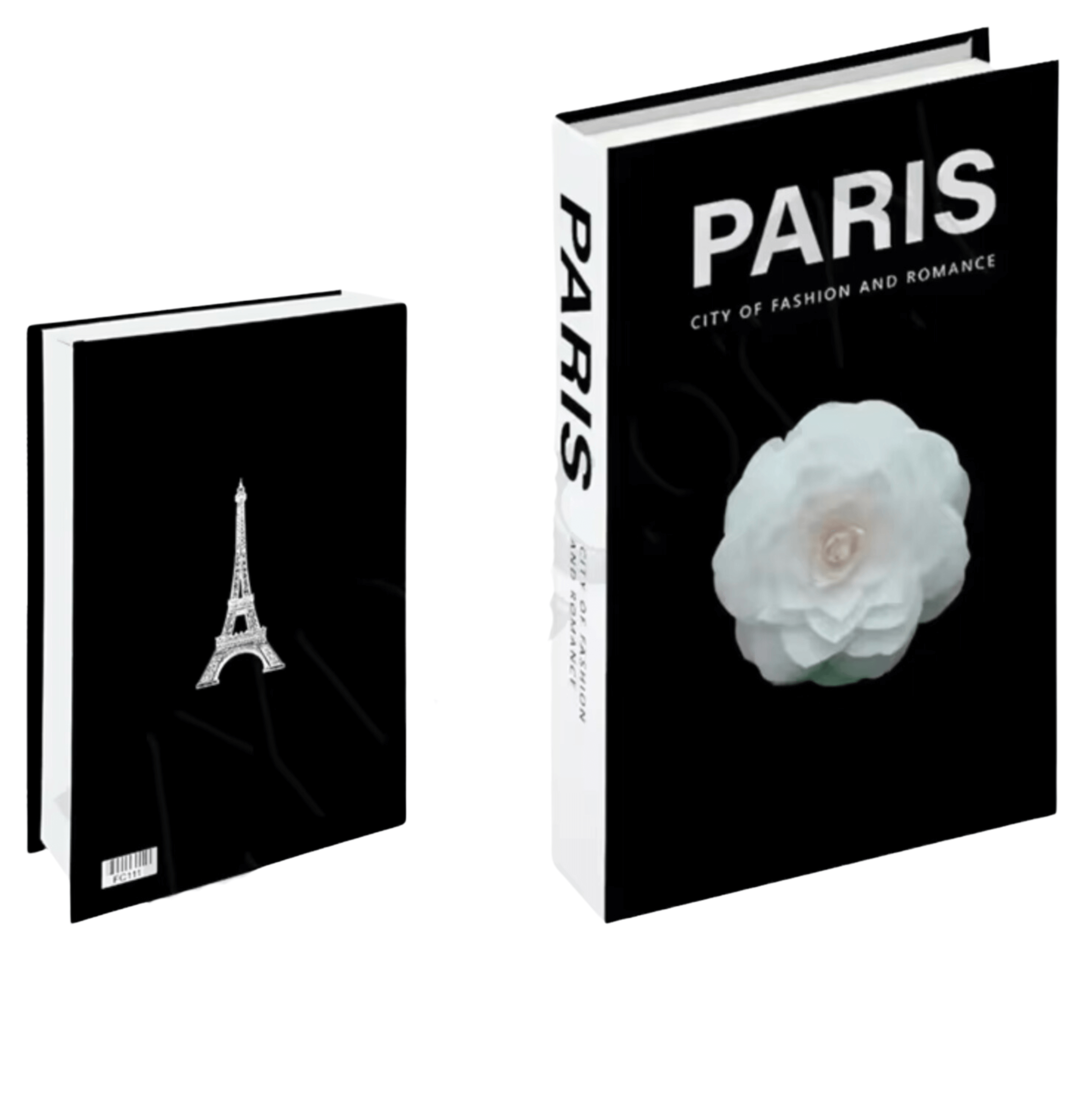 Dekorative Bücher mit Eiffel Tower and Paris cover, adding modern elegance to home decor, ideal for bookshelf or coffee table display.