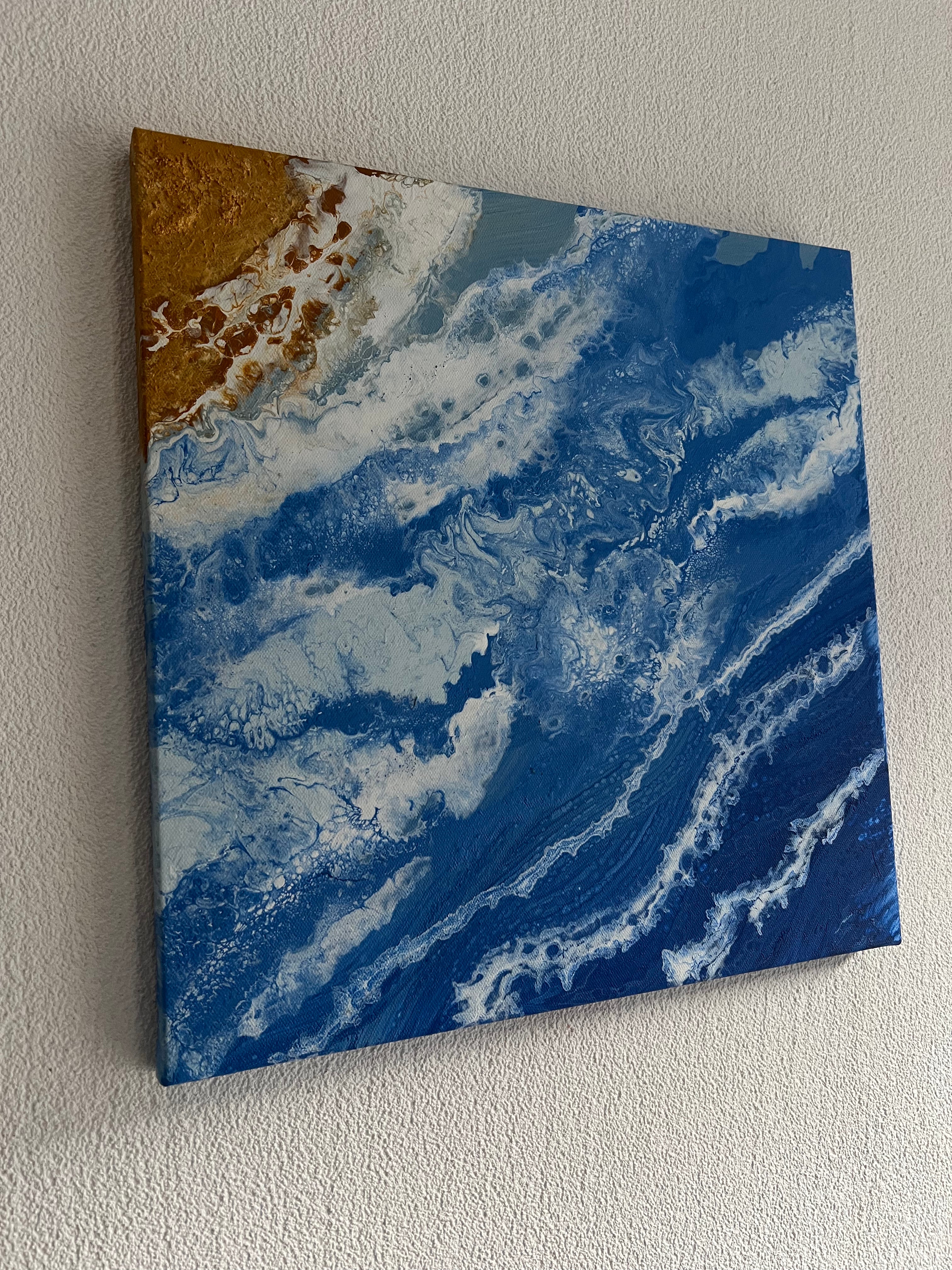 Golden Shoreline - Wo die Zeit im Licht der Gezeiten erstarrt, handgemaltes Acrylbild