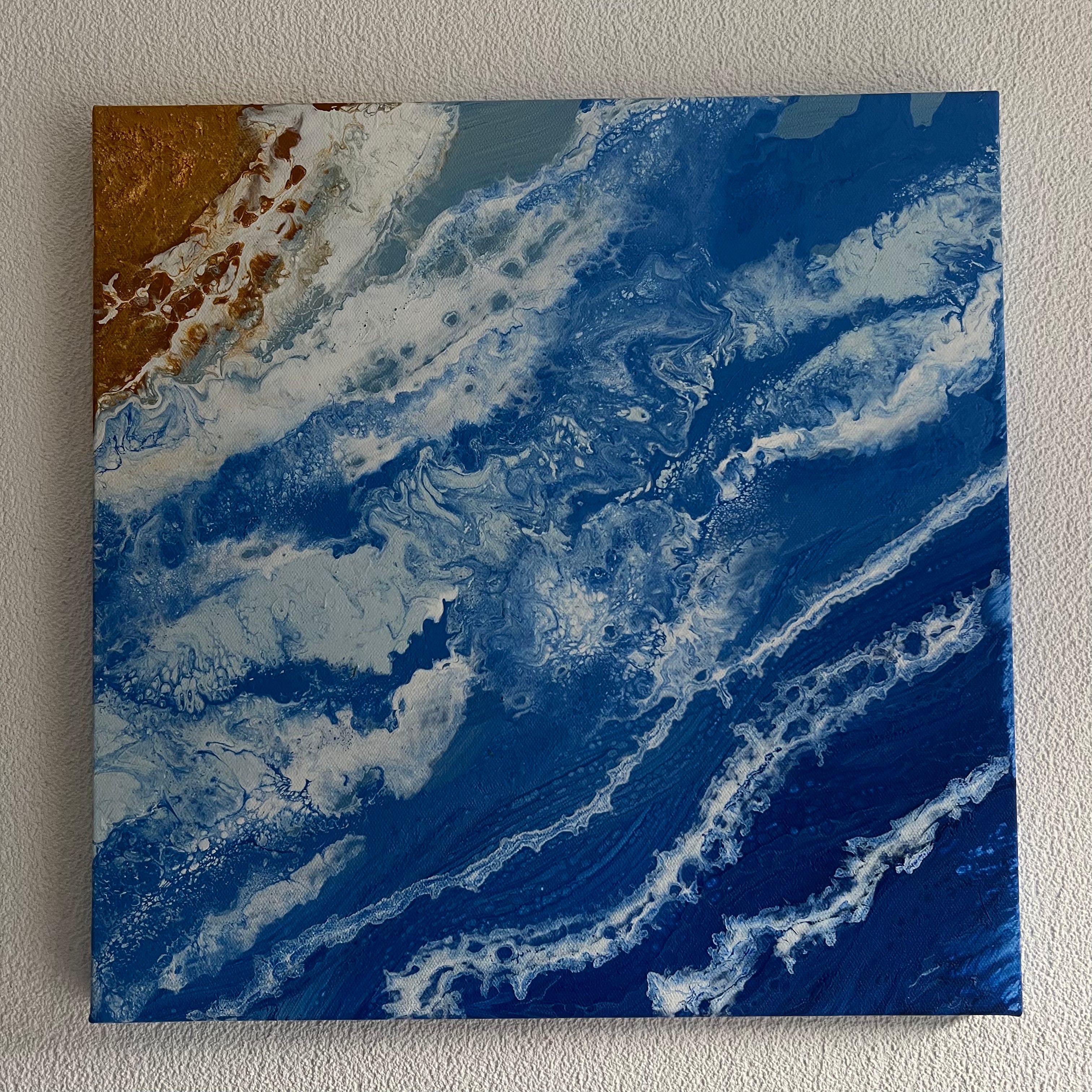 Golden Shoreline - Wo die Zeit im Licht der Gezeiten erstarrt, handgemaltes Acrylbild