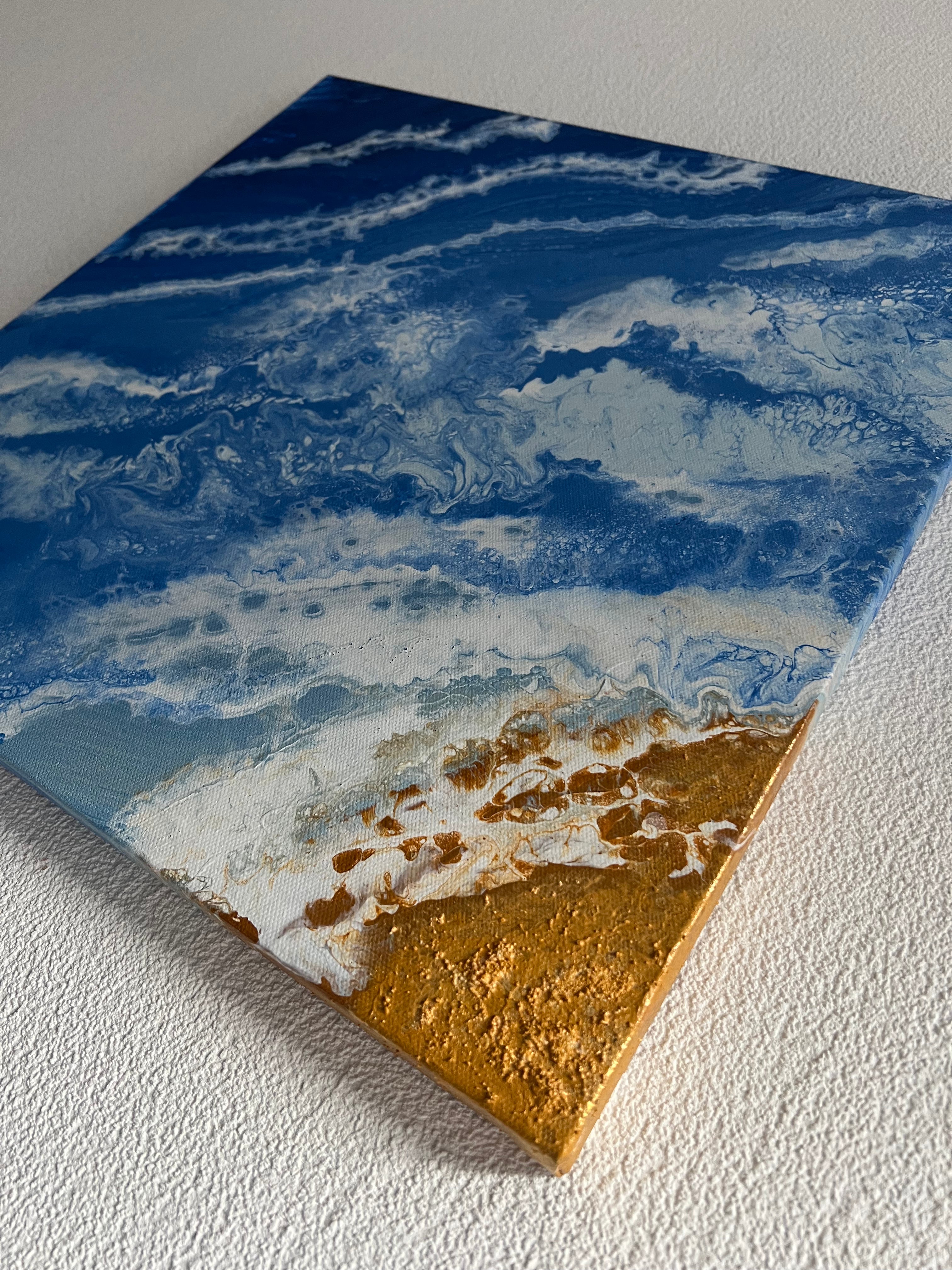 Golden Shoreline - Wo die Zeit im Licht der Gezeiten erstarrt, handgemaltes Acrylbild
