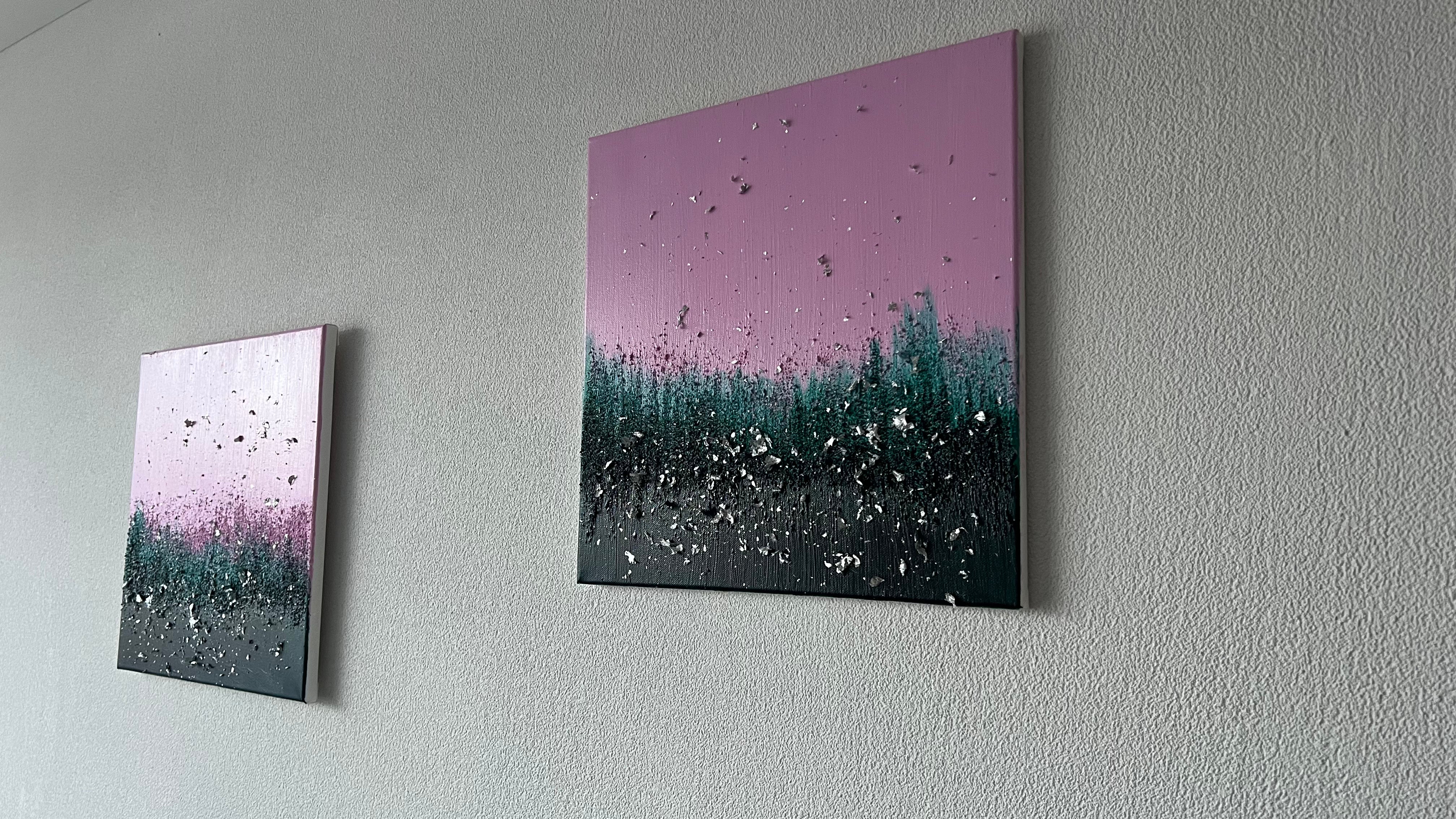 Abstrakter Wald - Wo Moderne auf Naturpoesie trifft, handgemaltes Acrylbild