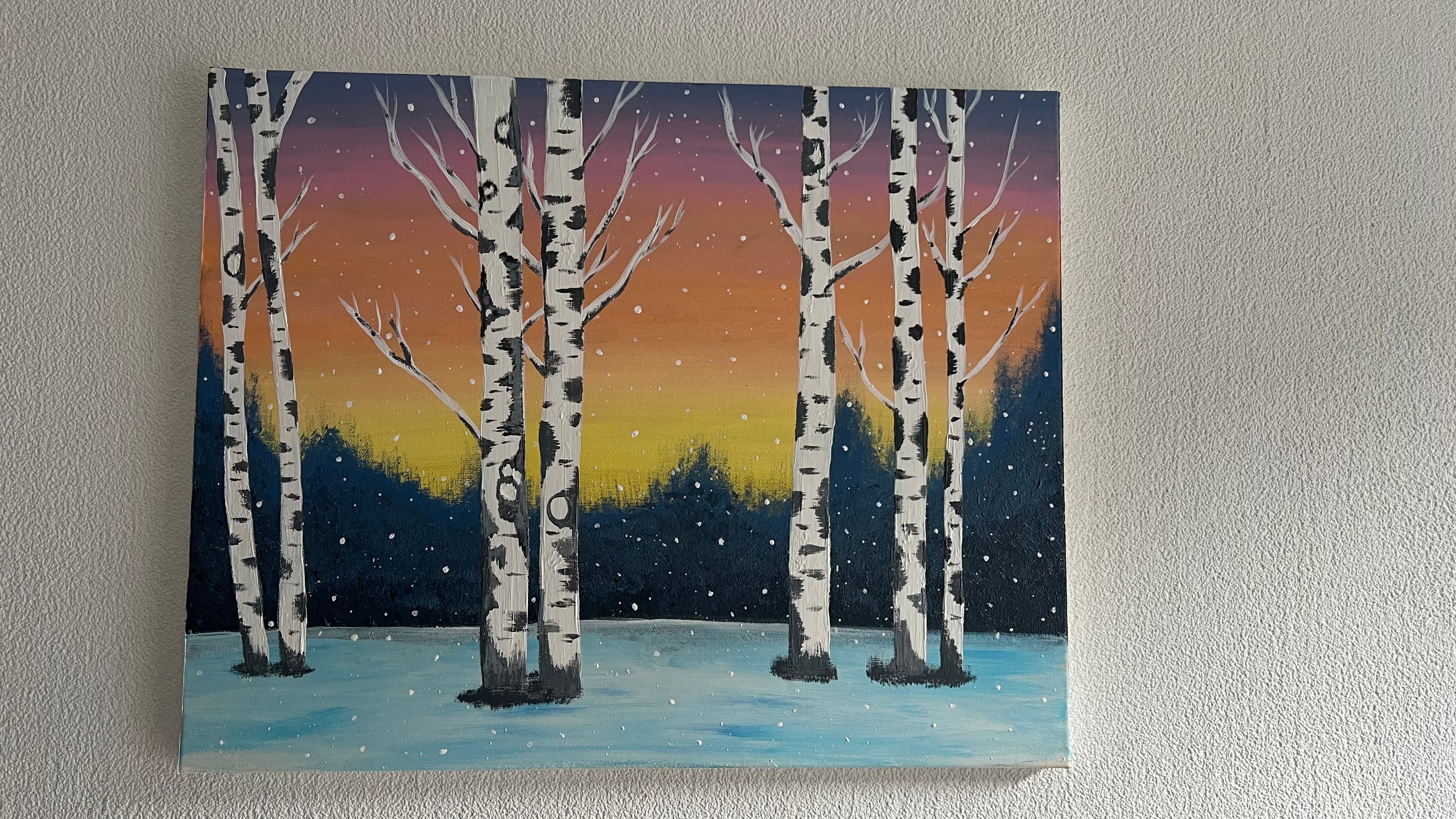 Eichenwald - Wo der Winter sein Märchen flüstert, handgemaltes Acrylbild