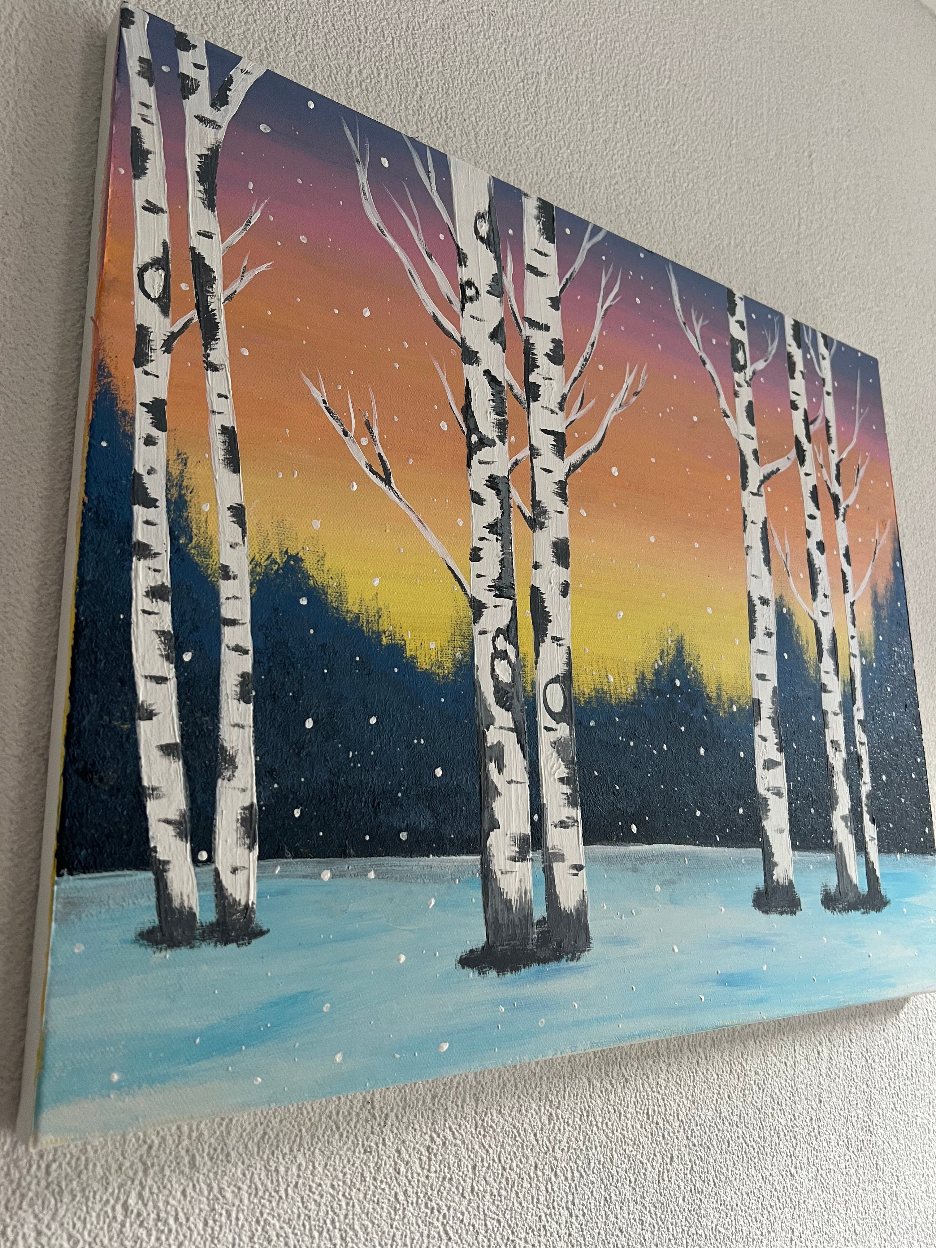 Eichenwald - Wo der Winter sein Märchen flüstert, handgemaltes Acrylbild