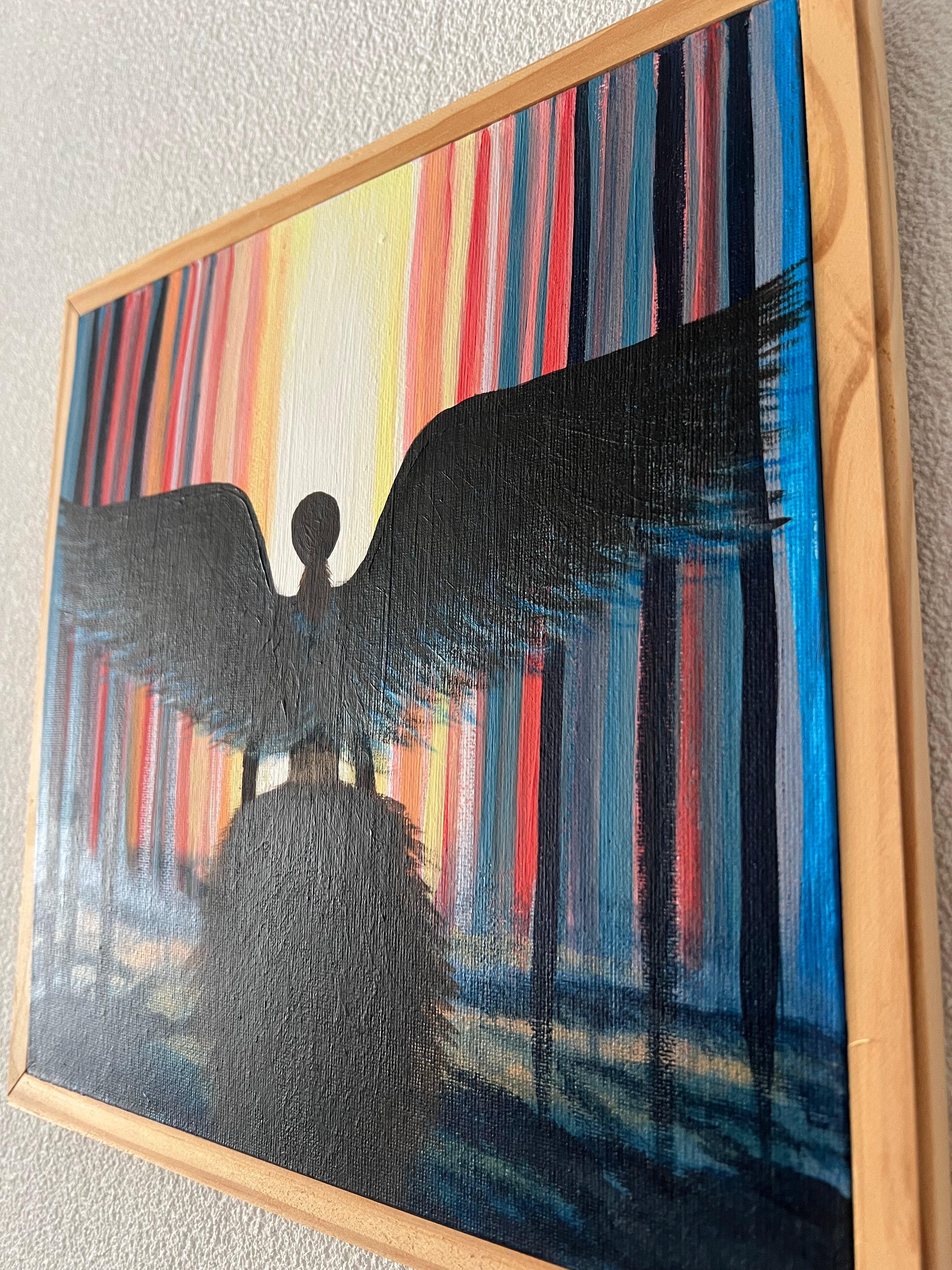 Der Wächter der Dämmerung - Wo Licht und Schatten Schicksal schmieden, handgemaltes Acrylbild
