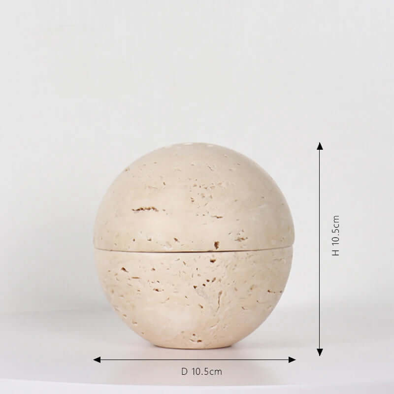 Handcrafted marble incense burner, spherical design with dimensions 10.5cm height and diameter, ideal for rituals and relaxation.